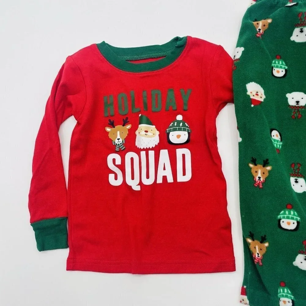 Carters Toddler Boys Size 2T Christmas Holiday Squad‎ 2 Piece Pajama Set 2186